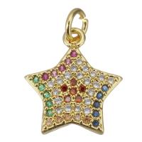 Cubic Zirconia Micro Pave Brass Pendant, Star, gold color plated, micro pave cubic zirconia Approx 2.5mm 