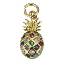 Cubic Zirconia Micro Pave Brass Pendant, Pineapple, gold color plated, micro pave cubic zirconia Approx 3.5mm 