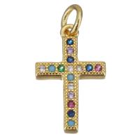 Cubic Zirconia Micro Pave Brass Pendant, Cross, gold color plated, micro pave cubic zirconia Approx 3mm 