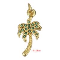 Cubic Zirconia Micro Pave Brass Pendant, Tree, gold color plated, micro pave cubic zirconia Approx 2.5mm 