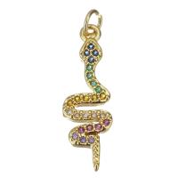 Cubic Zirconia Micro Pave Brass Pendant, Snake, gold color plated, micro pave cubic zirconia Approx 2.5mm 