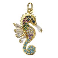 Cubic Zirconia Micro Pave Brass Pendant, Seahorse, gold color plated, micro pave cubic zirconia Approx 2.5mm 