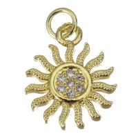 Cubic Zirconia Micro Pave Brass Pendant, Sun, gold color plated, micro pave cubic zirconia Approx 2.5mm 