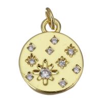 Cubic Zirconia Micro Pave Brass Pendant, Round, gold color plated, micro pave cubic zirconia Approx 2.5mm 