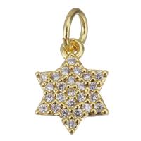 Cubic Zirconia Micro Pave Brass Pendant, Hexagram, gold color plated, micro pave cubic zirconia Approx 3.5mm 