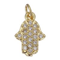 Cubic Zirconia Micro Pave Brass Pendant, Hand, gold color plated, micro pave cubic zirconia Approx 2.5mm 