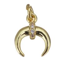 Cubic Zirconia Micro Pave Brass Pendant, Moon, gold color plated, micro pave cubic zirconia Approx 2.5mm 