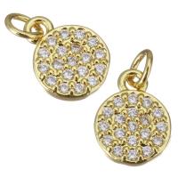 Cubic Zirconia Micro Pave Brass Pendant, Round, gold color plated, micro pave cubic zirconia Approx 2.5mm 