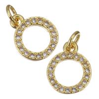 Cubic Zirconia Micro Pave Brass Pendant, Round, gold color plated, micro pave cubic zirconia & hollow Approx 2.5mm 