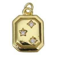 Colgante de Micro Pavé de Zirconía Cúbica, metal, chapado en color dorado, micro arcilla de zirconia cúbica, 10x15x2.5mm, agujero:aproximado 2.5mm, Vendido por UD