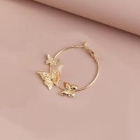 Zinc Alloy Hoop Earring, gold color plated, for woman 