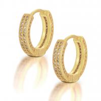 Brass Huggie Hoop Earring, with Cubic Zirconia, Donut, plated, fashion jewelry & with cubic zirconia 16*4mm 