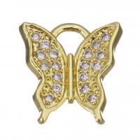 Colgante de Micro Pavé de Zirconía Cúbica, metal, Mariposa, chapado en color dorado, micro arcilla de zirconia cúbica, 12x12x2.5mm, agujero:aproximado 3mm, Vendido por UD