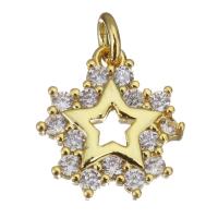 Cubic Zirconia Micro Pave Brass Pendant, gold color plated, micro pave cubic zirconia & hollow Approx 2.5mm 