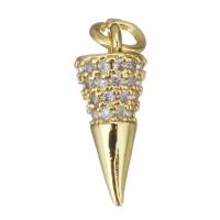 Cubic Zirconia Micro Pave Brass Pendant, Conical, gold color plated, micro pave cubic zirconia Approx 2.5mm 