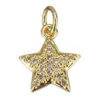 Cubic Zirconia Micro Pave Brass Pendant, Star, gold color plated, micro pave cubic zirconia Approx 3.5mm 