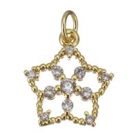 Cubic Zirconia Micro Pave Brass Pendant, Star, gold color plated, micro pave cubic zirconia & hollow Approx 2.5mm 