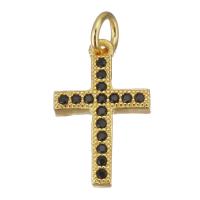 Cubic Zirconia Micro Pave Brass Pendant, Cross, gold color plated, micro pave cubic zirconia Approx 3mm 