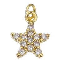 Cubic Zirconia Micro Pave Brass Pendant, Star, gold color plated, micro pave cubic zirconia & hollow Approx 2.5mm 