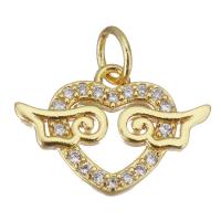 Cubic Zirconia Micro Pave Brass Pendant, Heart, gold color plated, micro pave cubic zirconia & hollow Approx 2.5mm 