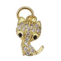 Cubic Zirconia Micro Pave Brass Pendant, Cat, gold color plated, micro pave cubic zirconia Approx 3mm 