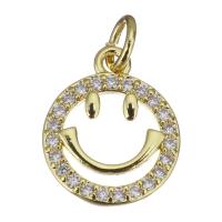 Cubic Zirconia Micro Pave Brass Pendant, Smiling Face, gold color plated, micro pave cubic zirconia & hollow Approx 3.5mm 