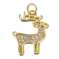 Cubic Zirconia Micro Pave Brass Pendant, Deer, gold color plated, micro pave cubic zirconia Approx 2.5mm 