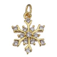 Cubic Zirconia Micro Pave Brass Pendant, Snowflake, gold color plated, micro pave cubic zirconia Approx 2.5mm 