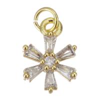 Cubic Zirconia Micro Pave Brass Pendant, Flower, gold color plated, micro pave cubic zirconia Approx 2.5mm 