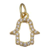 Cubic Zirconia Micro Pave Brass Pendant, Hand, gold color plated, micro pave cubic zirconia & hollow Approx 2.5mm 