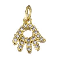 Colgante de Micro Pavé de Zirconía Cúbica, metal, Mano, chapado en color dorado, micro arcilla de zirconia cúbica & hueco, 9x10x2mm, agujero:aproximado 3mm, Vendido por UD