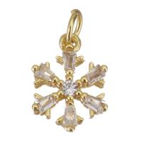 Cubic Zirconia Micro Pave Brass Pendant, Snowflake, gold color plated, micro pave cubic zirconia Approx 2.5mm 