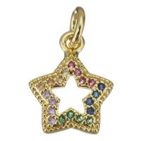 Colgante de Micro Pavé de Zirconía Cúbica, metal, Estrella, chapado en color dorado, micro arcilla de zirconia cúbica & hueco, 10x13x2mm, agujero:aproximado 3mm, Vendido por UD