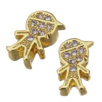 Cubic Zirconia Micro Pave Brass Beads, Boy, gold color plated, micro pave cubic zirconia Approx 1mm 