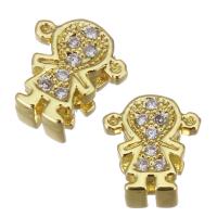 Cubic Zirconia Micro Pave Brass Beads, Girl, gold color plated, micro pave cubic zirconia Approx 1mm 