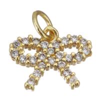 Cubic Zirconia Micro Pave Brass Pendant, Bowknot, gold color plated, micro pave cubic zirconia & hollow Approx 3.5mm 