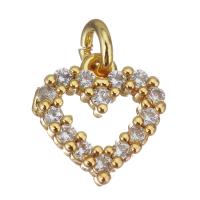 Cubic Zirconia Micro Pave Brass Pendant, Heart, gold color plated, micro pave cubic zirconia & hollow Approx 2.5mm 