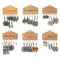 aleación de zinc Aretes, con Hilo de algodón, chapado, tres piezas & Joyería & diferentes estilos para la opción & para mujer, más colores para la opción, Vendido por Set