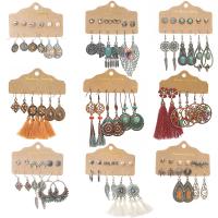 alliage de zinc Boucles d'oreilles, avec Fil de coton, Placage, trois pièces & bijoux de mode & styles différents pour le choix & pour femme, plus de couleurs à choisir, Vendu par fixé