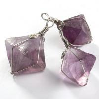 Pendentif bijoux de pierre gemme, La fluorite verte, avec La fluorite pourpre, plus de couleurs à choisir, Length 35-40mm, width 20-25mm Yard, Vendu par PC