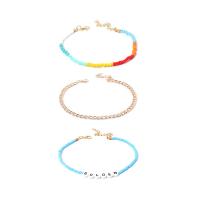 Pulseras para el Tobillo en Aleación de Zinc, con Seedbead, con 1.96 inch extender cadena, chapado en color dorado, tres piezas & para mujer, color mixto, 23.5cm,22.5cm,8.5cm, Vendido por Set