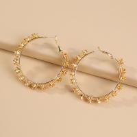 Zinc Alloy Hoop Earring, gold color plated, for woman 