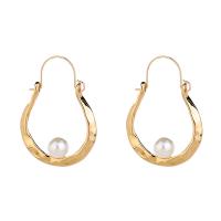 Zinc Alloy Hoop Earring, gold color plated, for woman 