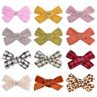 Children Hair Clip, Cloth, Bowknot, printing, for children 