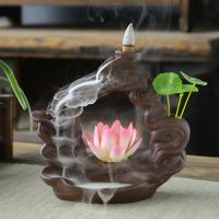 Incense Smoke Flow Backflow Holder Ceramic Incense Burner, Purple Clay, half handmade, for home and office & durable 