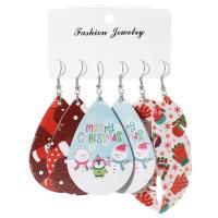 Pendientes de Navidad, Cuero de PU, Joyería & diferentes estilos para la opción & para mujer, más colores para la opción, Vendido por Par