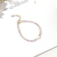 Quarz Armbänder, Strawberry Quartz, mit Muschel, Kreisring, poliert, Modeschmuck & für Frau & facettierte, Rosa, 190mm, verkauft von Strang