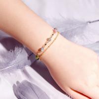 Quartz Bracelets, Brass, with Quartz, Round, plated, fashion jewelry & for woman, golden, 190mm 