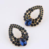 Zinc alliage strass Stud Earring, alliage de zinc, larme, Placage de couleur d'or, pour femme & avec strass Vendu par paire