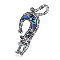 Zinc Alloy Jewelry Brooch, with Abalone Shell, silver color plated, for woman & with rhinestone 